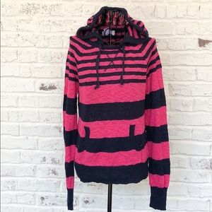 SO Striped Hooded Sweater Top